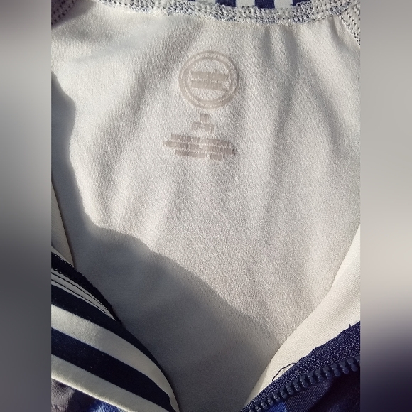 wonder nation Navy Blue Floral & White Striped Long Sleeve One-Piece Swimsuit - Picture 2 of 5